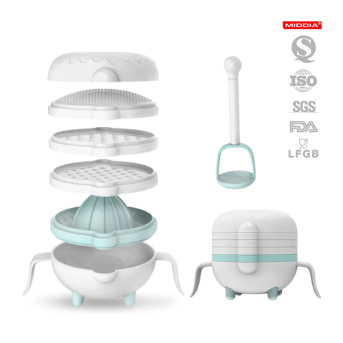 7 in 1 Manual Fruit Squeezer and Baby Food Processor with PP Grinding Bowl
