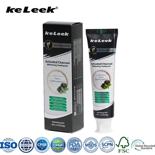Keleek Mint Charcoal Whitening Toothpaste with Nano Hydroxyapatite for Enamel