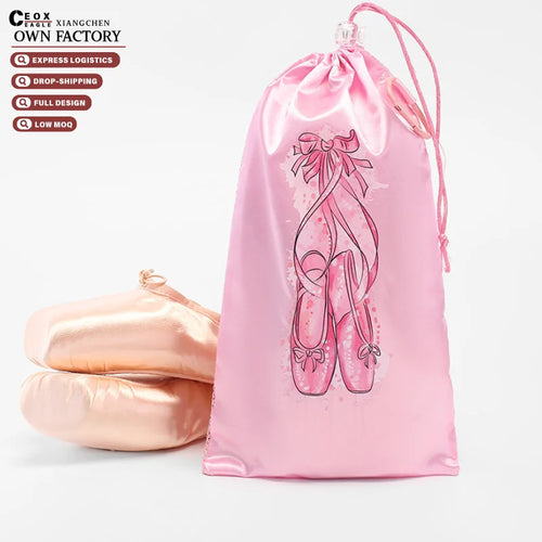 Women's Ballet Dance Shoes Storage Drawstring Bag Eco-Friendly Canvas Satin Breathable