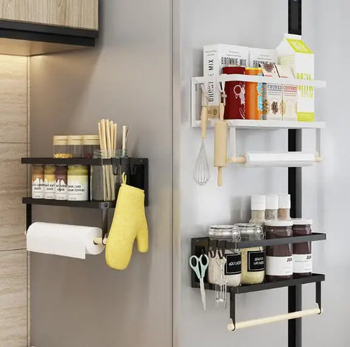 Magnetic Fridge Spice Rack Organizer for Kitchen,Magnetic Paper Towel Holder Rack Shelf