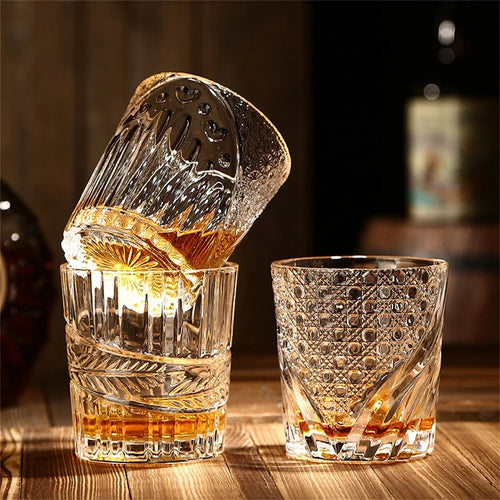 Old Fashioned Crystal Glasses Lead-Free Irregular Shot Glass Liquor Vodka Bourbon Whisky