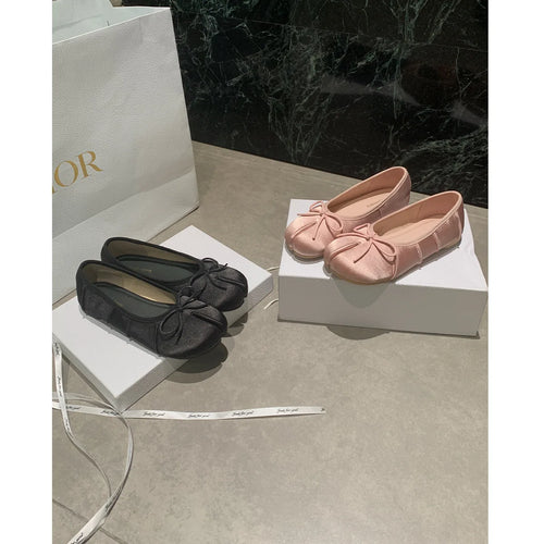 Plus Size 35-43 Women's Split Toe Satin Ballet Flats Bow Decor Tabi Shoes Soft Flat Daily