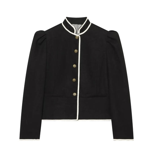 Women's Autumn New Stand-Collar Cropped Blazer (Waist-Defining) 8372262