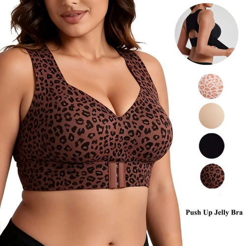 Jelly Gel Push Up Posture Corrector Bra for Plus Size Women Wireless Front Closure Soft