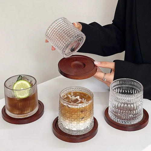 Creative Rotating Glass Tumbler with Coaster-Portable Minimalist Unisex Stress-Relief