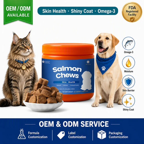 Dog Cat Salmon Oil Soft Chews Omega 3 EPA DHA Fast Absorption Sensitive Digestion Skin
