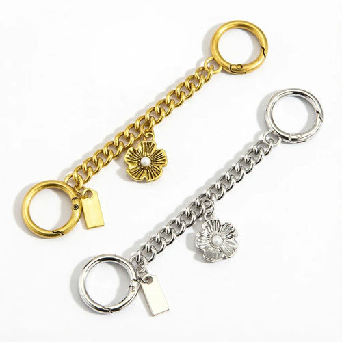 Flower Metal Chain Bag Charm Keychain Fashion Women Handbag Pendant Decor Gift