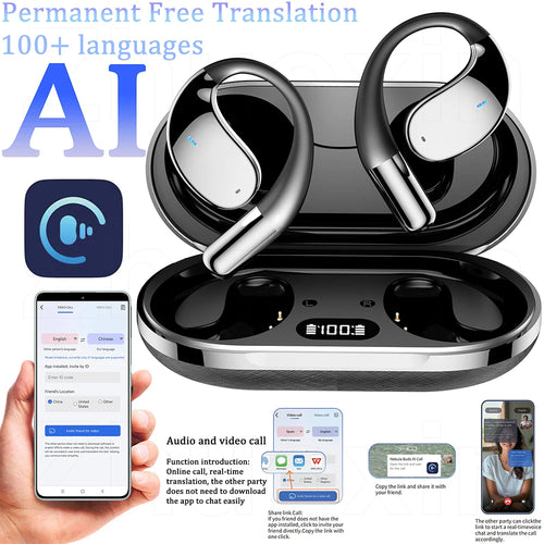 Technology True Wireless Sports Headphones Open Ear LED Battery Touch Control Mini Ear