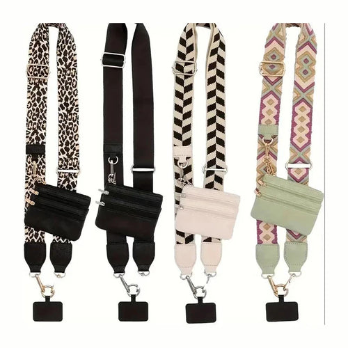 New Adjustable Portable Phone Strap Nylon Lining Short Crossbody Zippered Pouch Coin