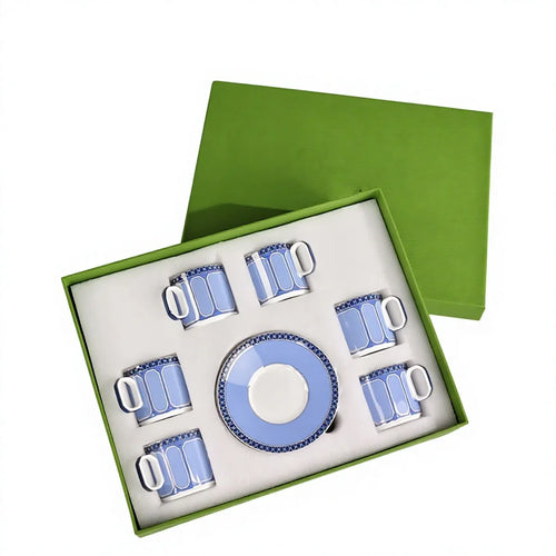 Colorful Geometry Gift Set Concentrated Six Cups and Six Plates Wedding Coffee Cup