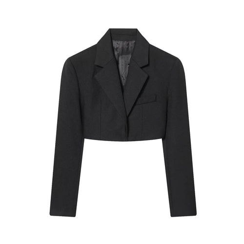 Taop&za Autumn Winter New Women's Retro Short Collar Straight Cut Cropped Long Sleeve