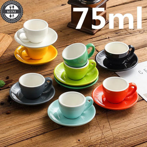 Porcelain Espresso Cups 75ml Mini Demitasse Coffee Mugs, Small Ceramic Shot Glasses