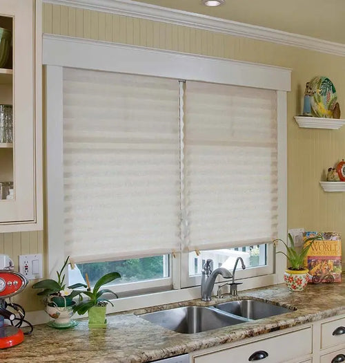 Cordless Plain Paper Pleated Blind with Top Adhesive Tap, White Paper Shade Folding Paper