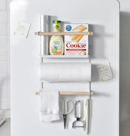 Home Storage Kitchen Use 2 Tier Kitchen Refrigerator Spice Rack Magnetic Shelf with Paper