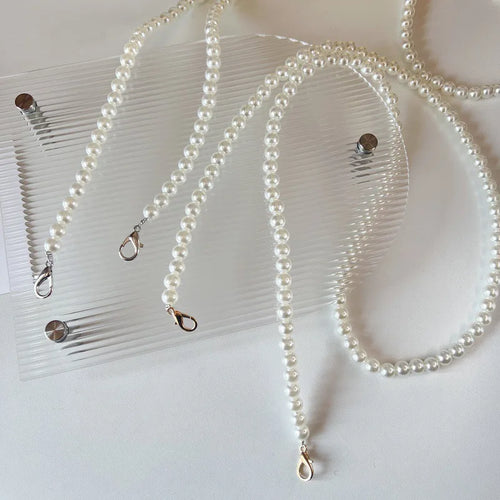 Elegant Lady Style Pearl Metal DIY Crossbody Phone Chain Anti-lost Beaded Shoulder Strap