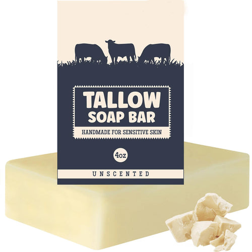 Handcrafted Beef Tallow Soap Bar Unscented and Moisturizing Grass Fed Sensitive Skin Face