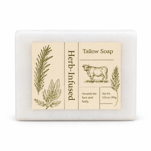 Handmade Herb Infused Tallow Soap 100g Natural Beef Tallow Bar Soap Nourishing Face Body