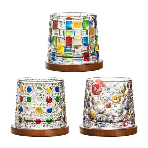 Lead Free American Style Rotating Whisky Glass Mug Colorful Painted Tipping Cup Old
