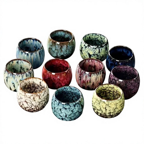 Espresso Coffee Accessories 110ml Glazed Ceramic Coffee Mug Cute Saucers Set Pottery