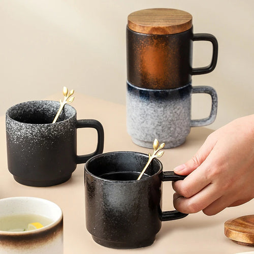 Design Stacking Porcelain Mugs Japanese Handmade Ceramic Mug Vintage Ceramic Coffee Mugs