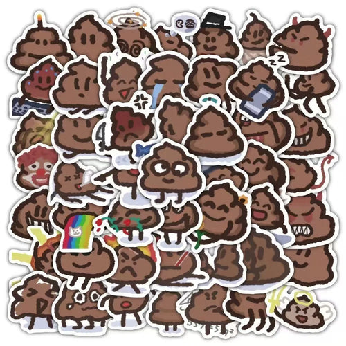 Self-Adhesive Funny Poop Emojia Stickers Cute Cartoon Decals Prank Joke Graffiti Laptop