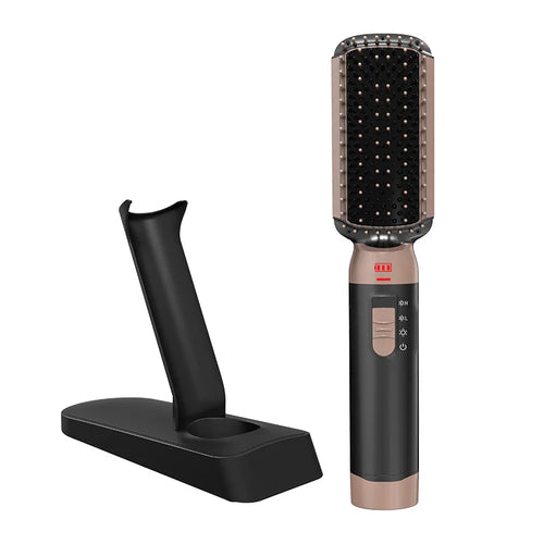 Wireless Ceramic Hair Straightening Comb Hair Dryer Battery USB Charging 3 Temperature
