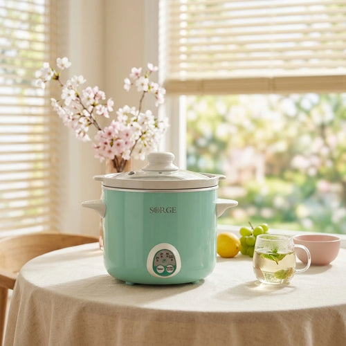 Sorge Mechanical Timer Mini Rice Cooker 1.2L Electric Ceramic Inner Pot with Measuring