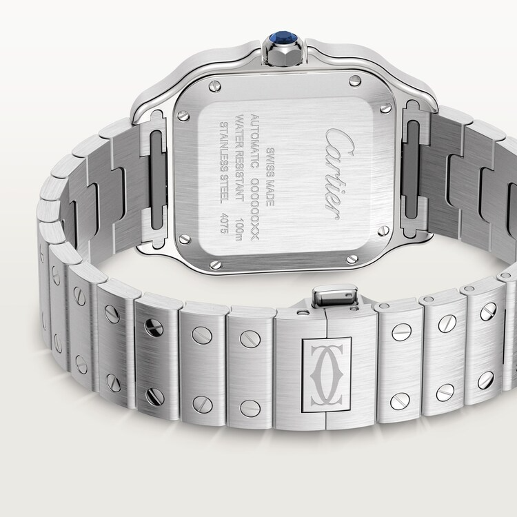 Unworn Santos de, Stainless Steel, 35.1mm, Ref# W4SA0005, box and papers