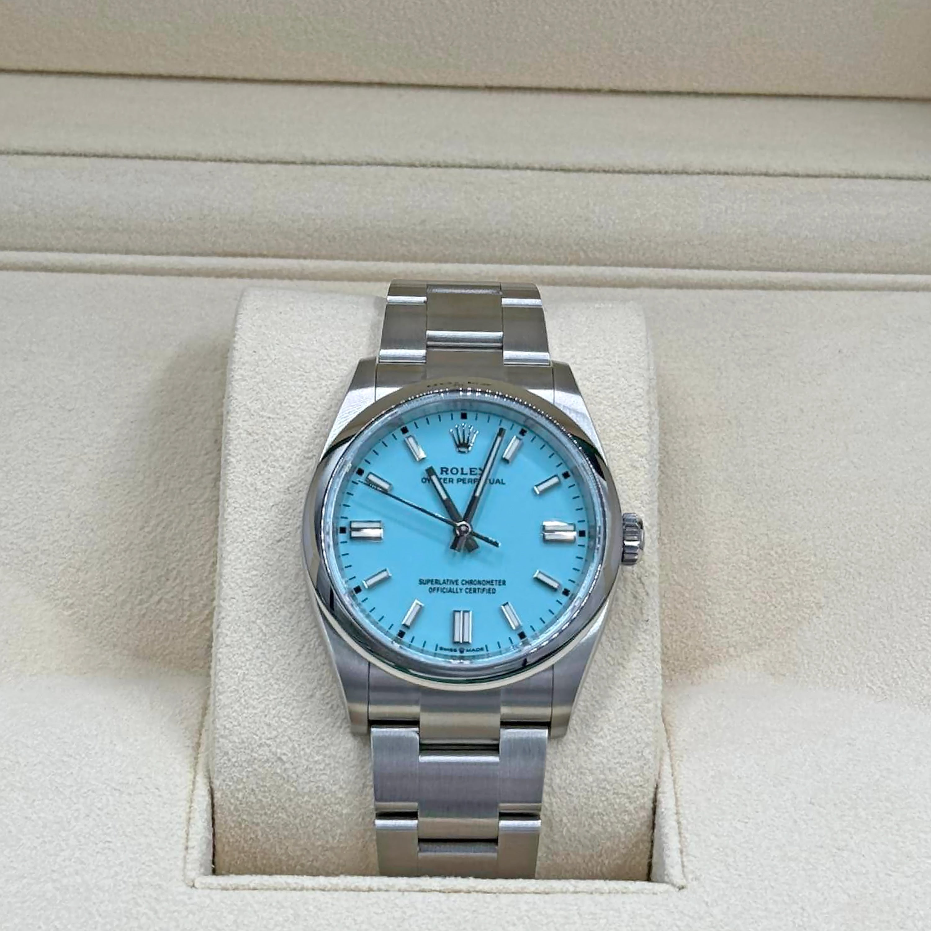 Oyster Perpetual 36, Turquoise blue dial, 36mm, Oystersteel Ref# 126000-0006