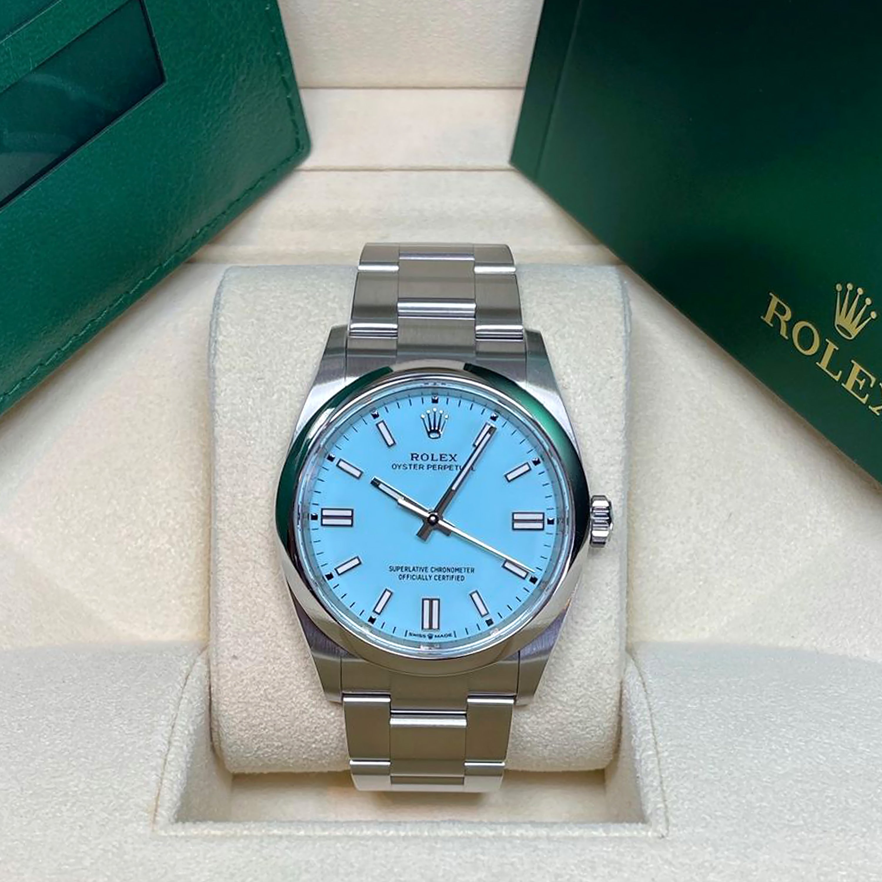 Oyster Perpetual 36, Turquoise blue dial, 36mm, Oystersteel Ref# 126000-0006