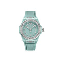 Unworn Big Bang One Click Mint Green Ceramic Diamonds 33, 485.GS.5271.RX.1204, box and papers