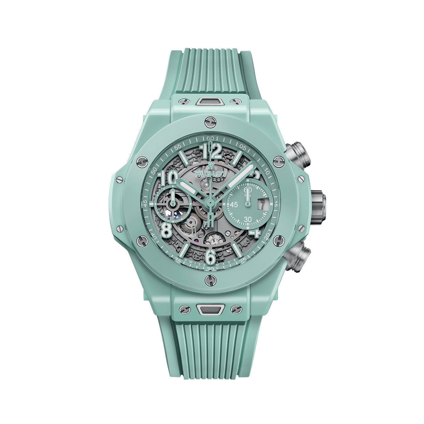 Unworn Big Bang Unico Mint Green Ceramic 42, 441.GS.5221.RX, box and papers