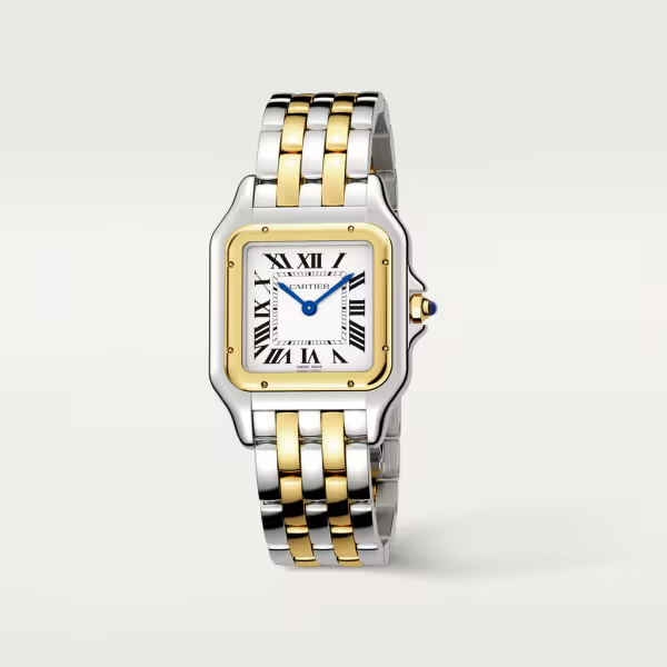 Unworn Panthère de, Stainless Steel, 18k Yellow Gold, 29mm x 37mm, Ref# W2PN0007, box and papers