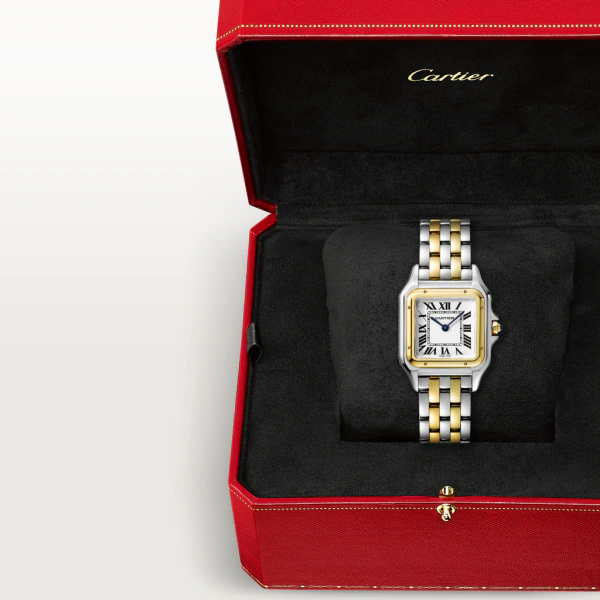 Unworn Panthère de, Stainless Steel, 18k Yellow Gold, 29mm x 37mm, Ref# W2PN0007, box and papers