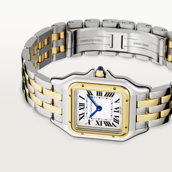 Unworn Panthère de, Stainless Steel, 18k Yellow Gold, 29mm x 37mm, Ref# W2PN0007, box and papers