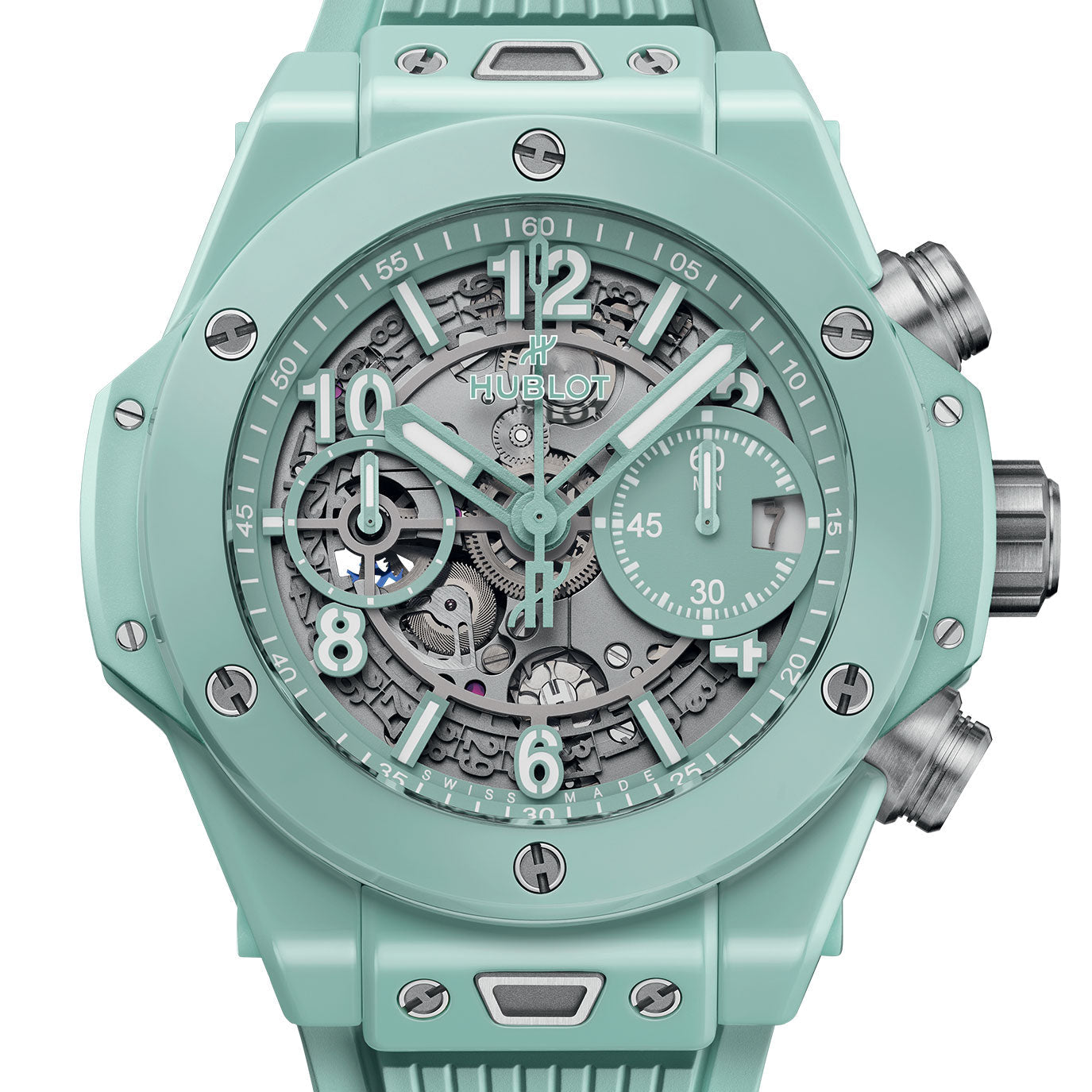 Unworn Big Bang Unico Mint Green Ceramic 42, 441.GS.5221.RX, box and papers