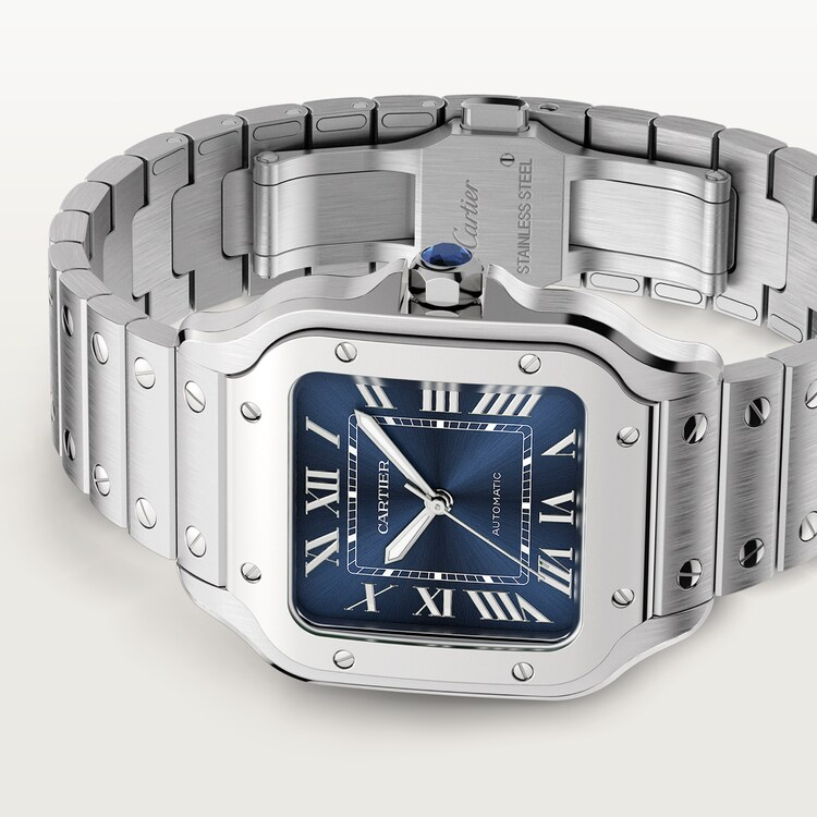 Unworn Santos de, Stainless Steel, 35.1mm, Ref# WSSA0063, box and papers