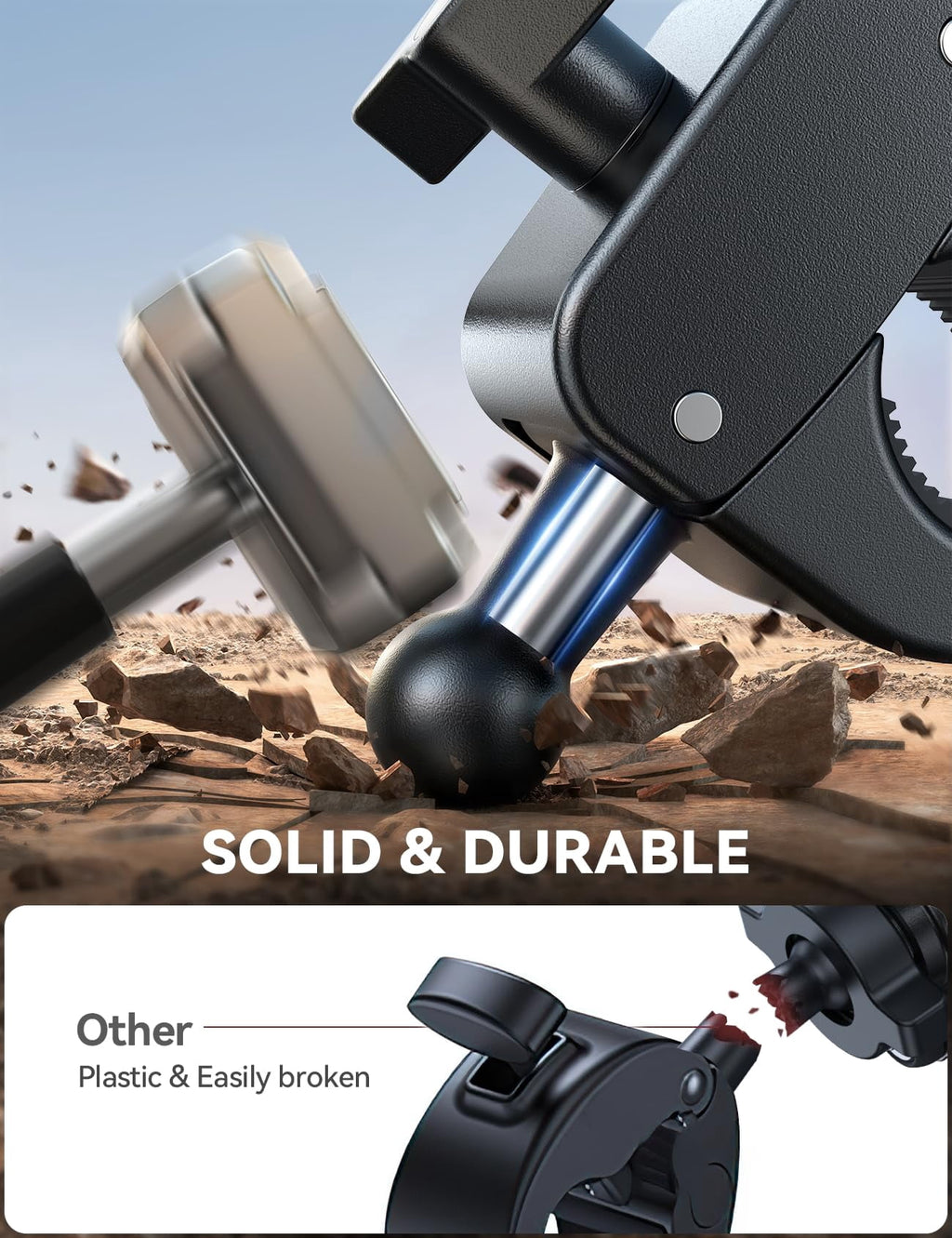 All-Metal Dual-Dampener Motorcycle Phone Mount - image 4