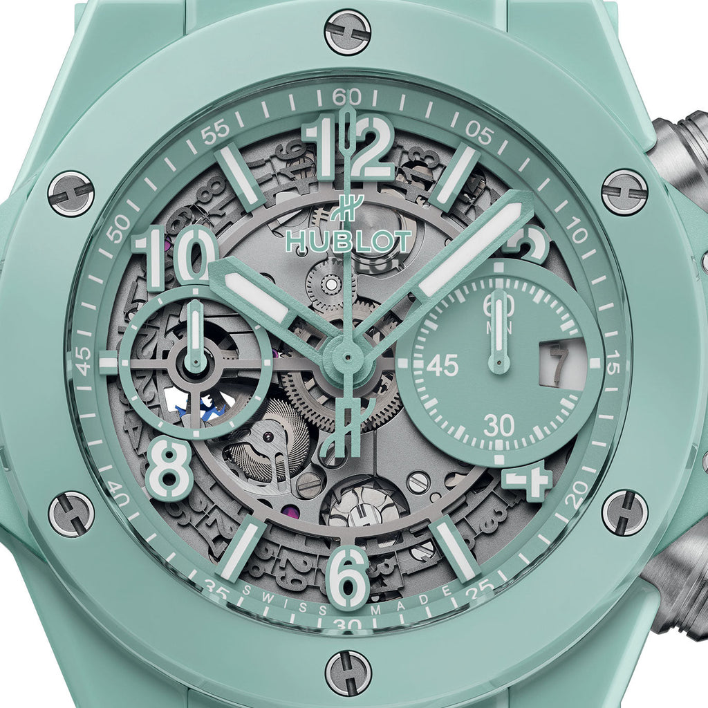 Unworn Big Bang Unico Mint Green Ceramic 42, 441.GS.5221.RX, box and papers