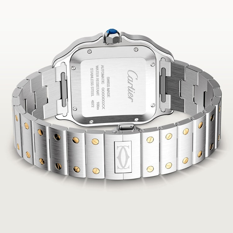 Unworn Santos de, Stainless Steel and 18k Yellow Gold, 39.8mm, Ref# W2SA0009, box and papers
