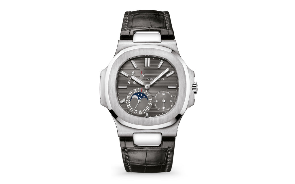 Nautilus Date, Moon Phases Watch, 18k White Gold, 40mm, Ref# 5712G-001