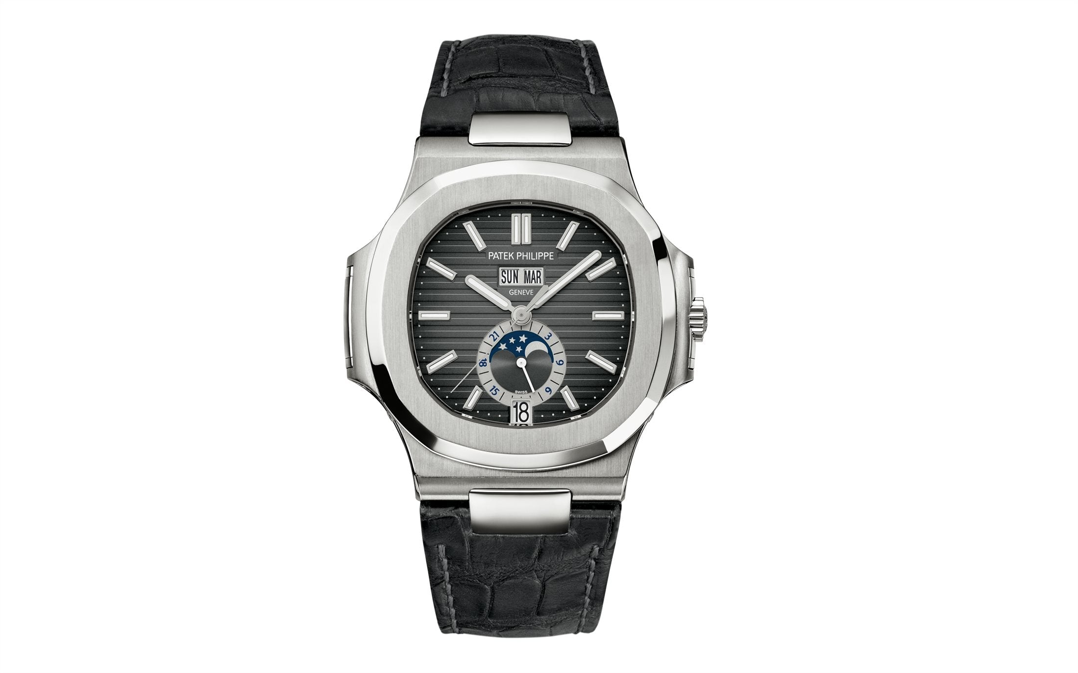 Nautilus Annual Calendar, Moon Phases Watch, Stainless Steel, 40, 5 mm, Ref# 5726A-001