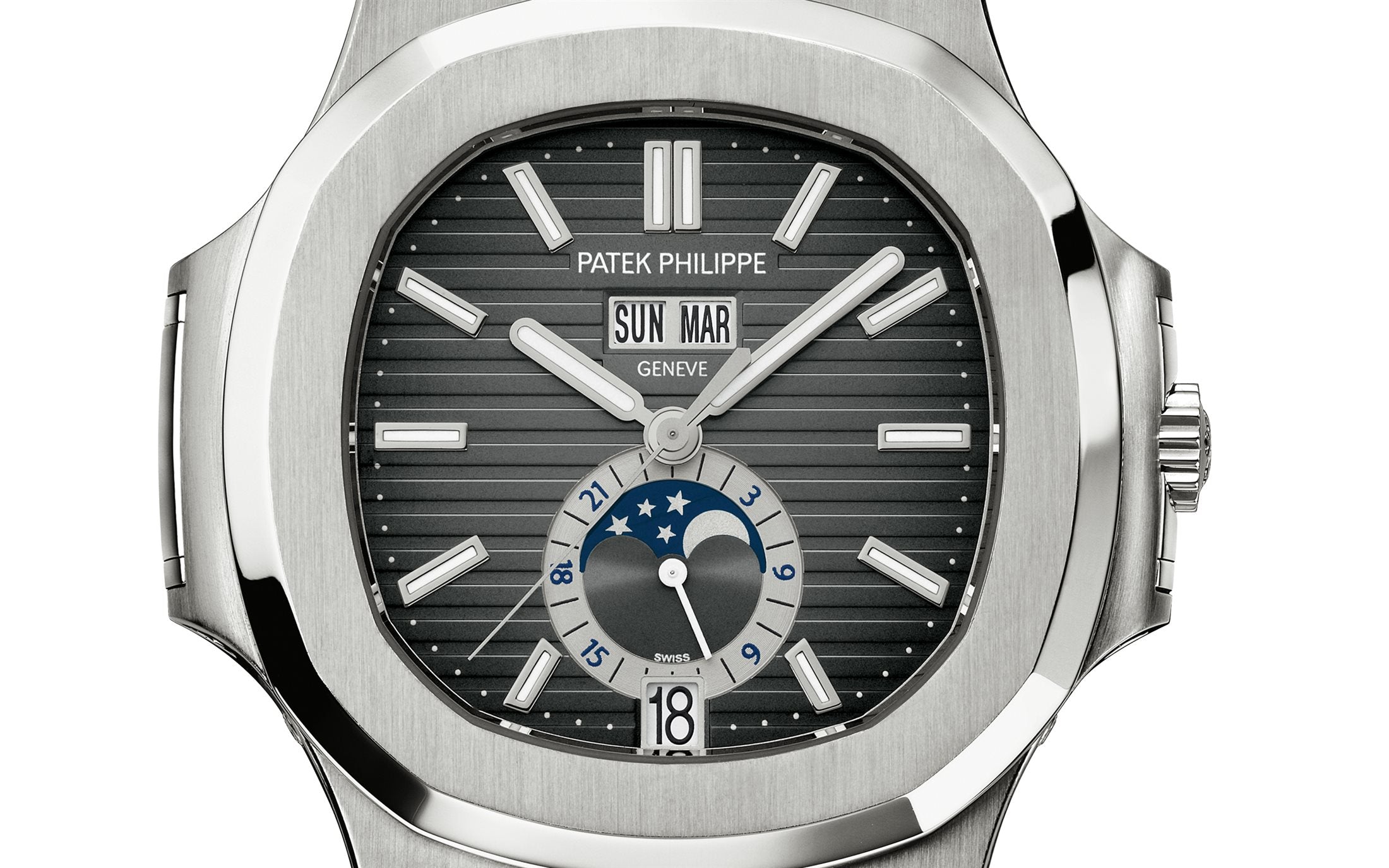 Nautilus Annual Calendar, Moon Phases Watch, Stainless Steel, 40, 5 mm, Ref# 5726A-001