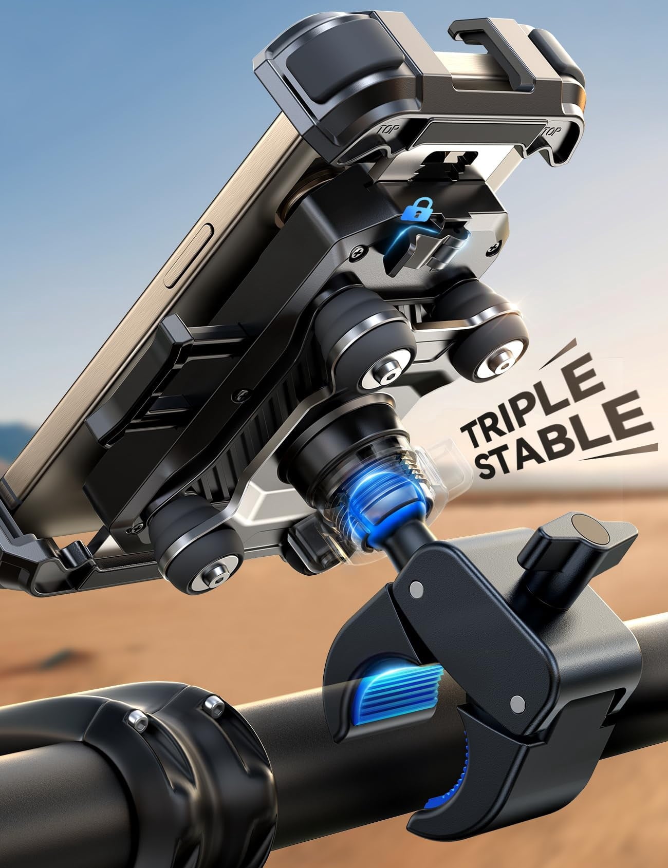 All-Metal Dual-Dampener Motorcycle Phone Mount - image 5