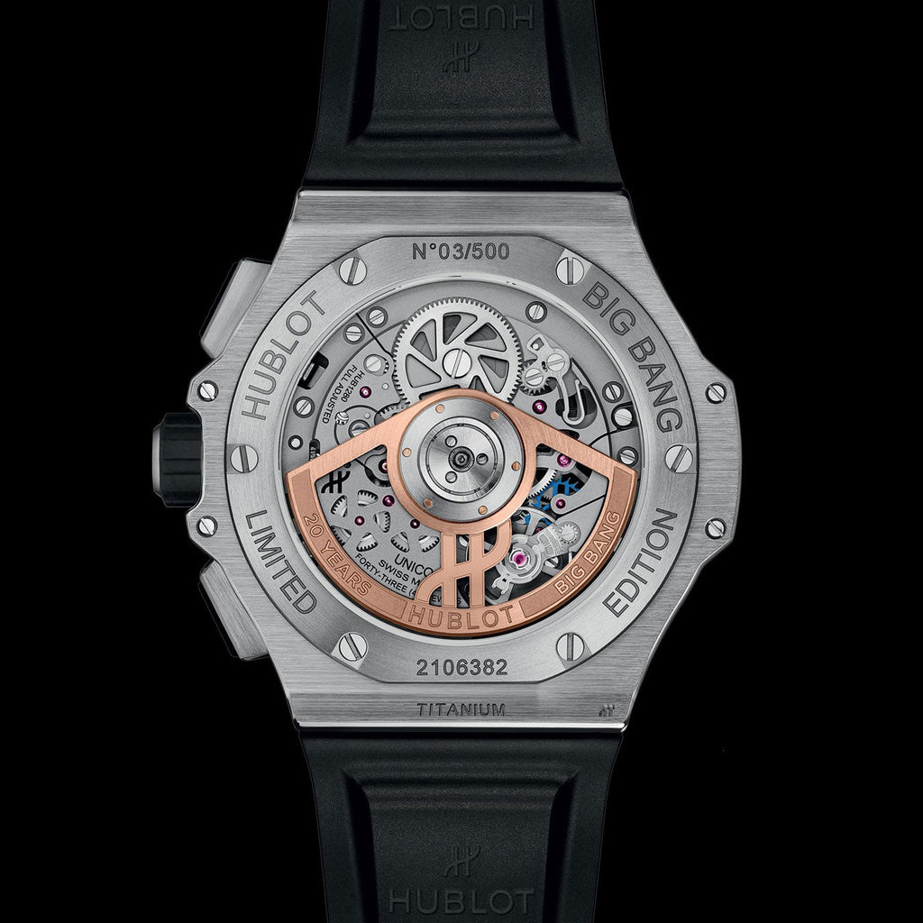 Unworn Big Bang 20th Anniversary Titanium Ceramic 43, 431.NM.1337.RX, box and papers