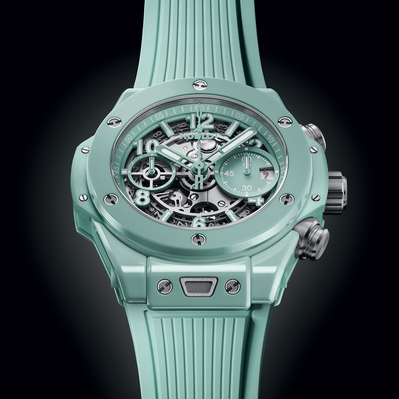 Unworn Big Bang Unico Mint Green Ceramic 42, 441.GS.5221.RX, box and papers