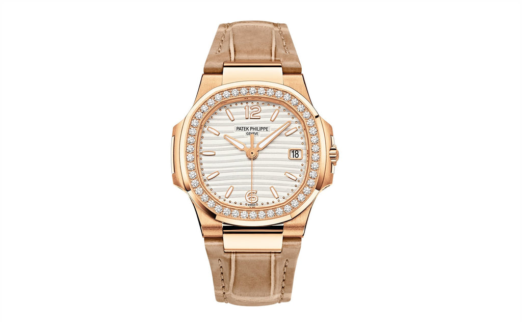 Nautilus Quartz Diamond Ladies Watch, 18k Rose Gold, 32mm, Ref# 7010R-011