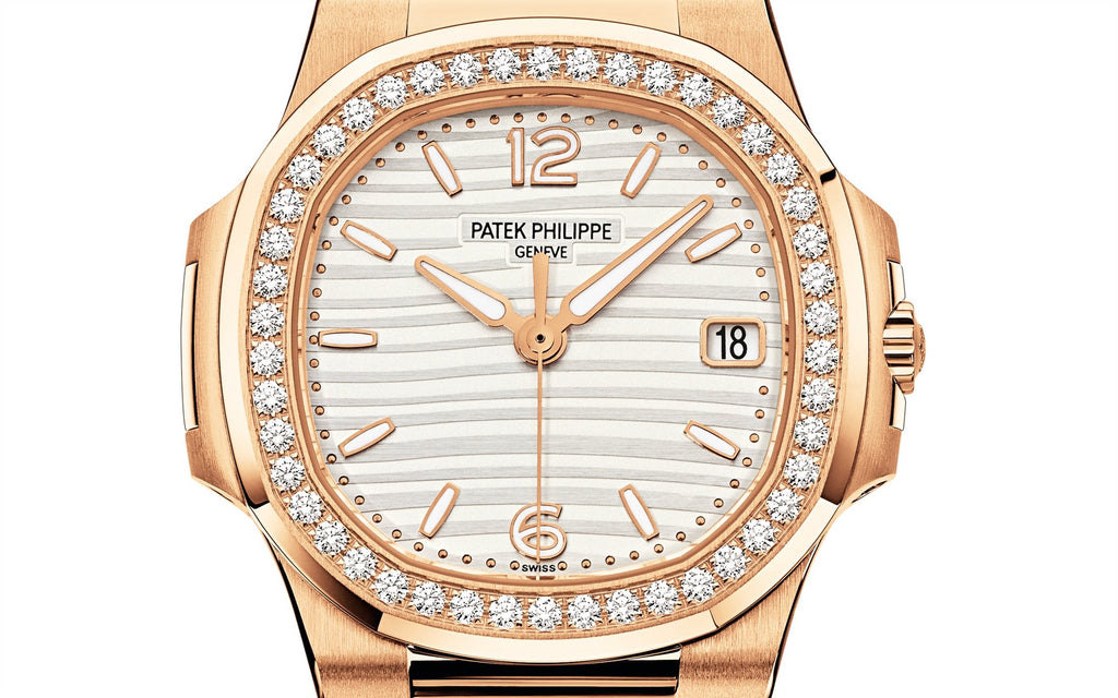 Nautilus Quartz Diamond Ladies Watch, 18k Rose Gold, 32mm, Ref# 7010R-011