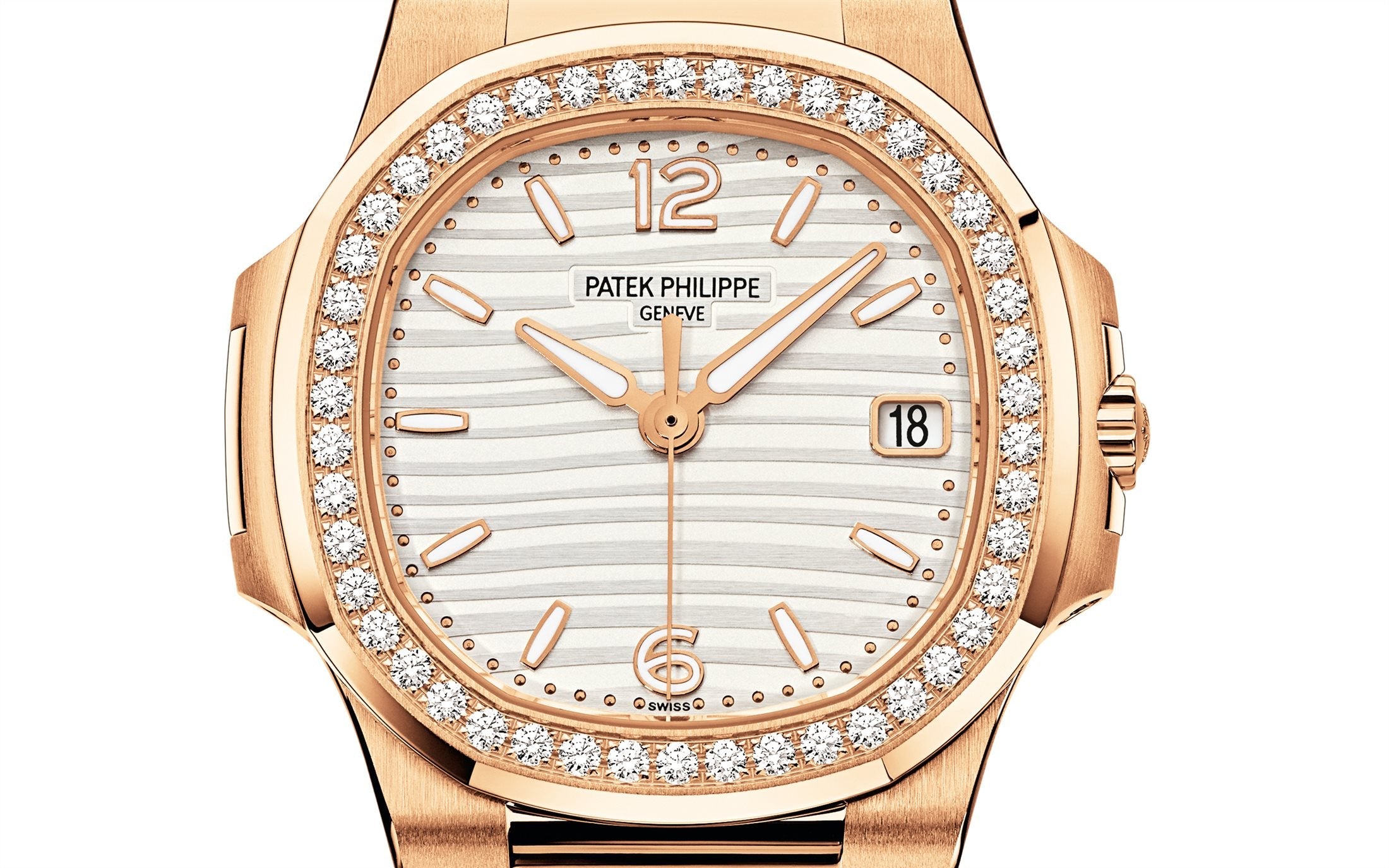Nautilus Quartz Diamond Ladies Watch, 18k Rose Gold, 32mm, Ref# 7010R-011