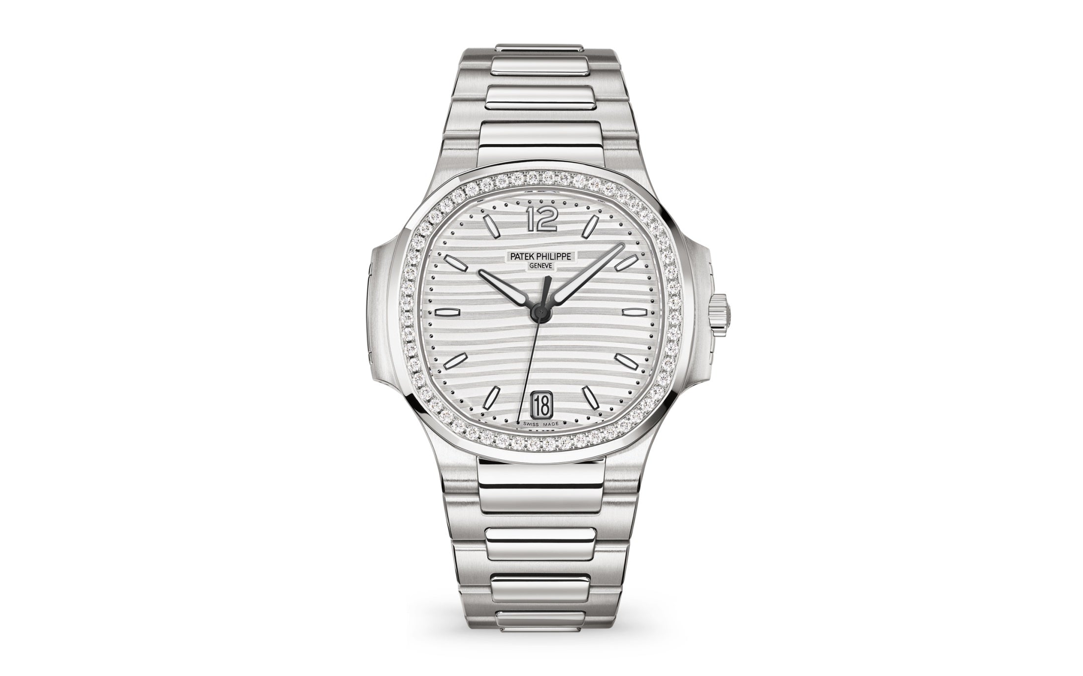 Nautilus Ladies Automatic Watch, Stainless Steel and Diamonds, 35, 2mm, Ref# 7118/1200A-010